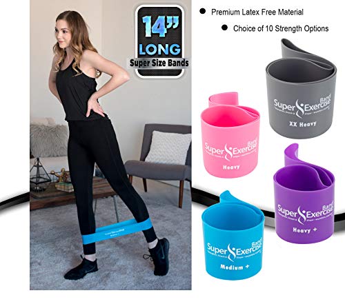 Mini Loop + Flat Resistance Band 5 Set, Latex Free - color: b. MEDIUM STRENGTH SKY BLUE Set