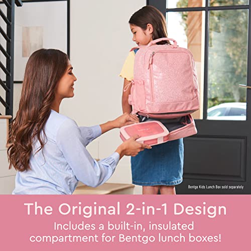Bentgo Kids 2-in-1 Backpack & Insulated Lunch Bag with Padded Straps - color: Glitter Edition - Petal Pink, size: Kids Large