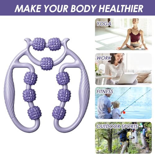 HEEPDD 9 Wheels Muscle Roller, Leg Massager Muscle Relaxation Stretching Roller Foam Roller Deep Tissue Massager for Thigh Arms Leg Waist (Purple) - color: Purple