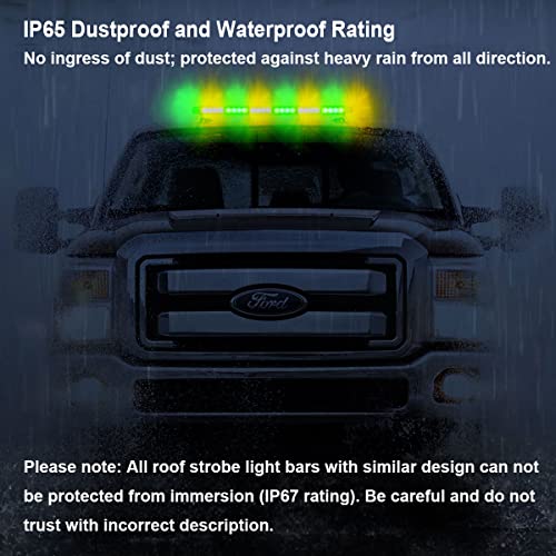 WOWTOU Roof Top Flashing 56 LED Amber Green Emergency Strobe Light Bar - color: Amber / Green