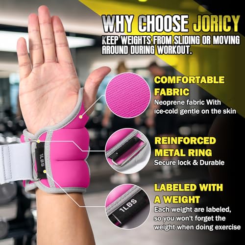 Wrist Weights with Thumb Loops Lock for Men Women Weighted Gloves - color: Rose Red, size: 1 lb Each (2 LBS Total)