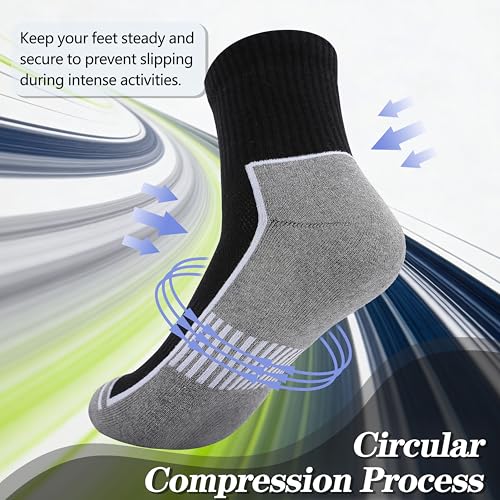 Ankle Compression Quarter Socks White Athletic Breathable Socks For Men - color: White(3 Pairs), size: 7-9