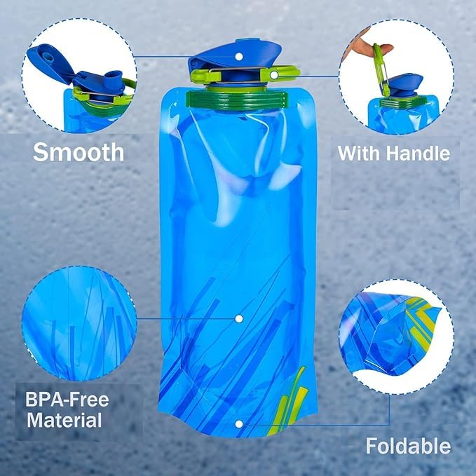 Collapsible Water Bottle, Compact Folds Flat for Hydration on the Go - color: White