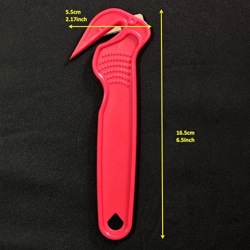 3PCS Safety Box Cutter Utility Knives Set, Film Cutter with Sharp Durable Steel Blade, Safe Efficient Cutting Tool for Shrink Wrap, Stretch Wrap, Tape & Plastic Straps,2Yellow 1Red