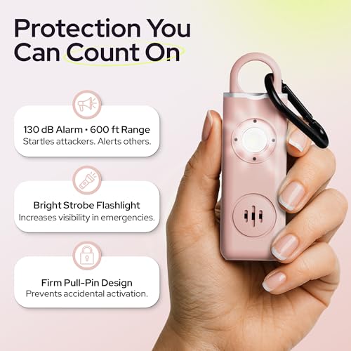 Rechargeable Personal Alarm Keychain for Women, 130dB, USB-C Charging, Pink - color: B - Pink