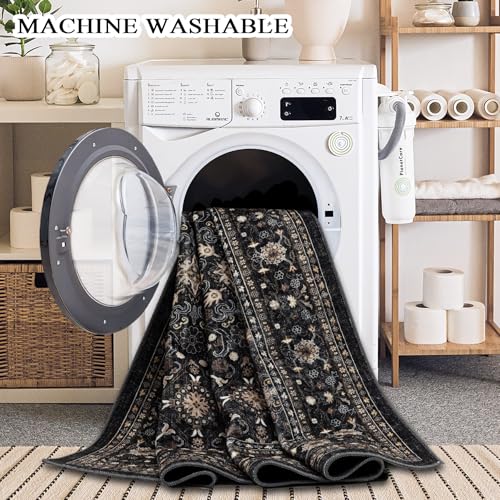 Ruaruarug Hallway Washable Runner Rug 2×6, Ultra Soft, Black Grey - color: Dark Gray, size: 2' x 6' (Rectangular)