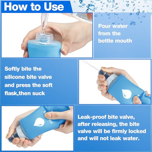 FoldTier 6 Pcs Soft Flask Set 5 oz Folding Water Bottle for Running