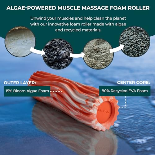 Oceanfoam Ripple Small Foam Roller for Physical Therapy (Orange Marbled)