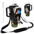Stanley Carrier Bag for Stanley 40oz/30ozTumbler with Phone with 2 Adjustable Strap,3 Pockets Bottle Stanley Cup Carrier Bag & Case,Accessories for Hiking Travelling - color: Black Mushroom