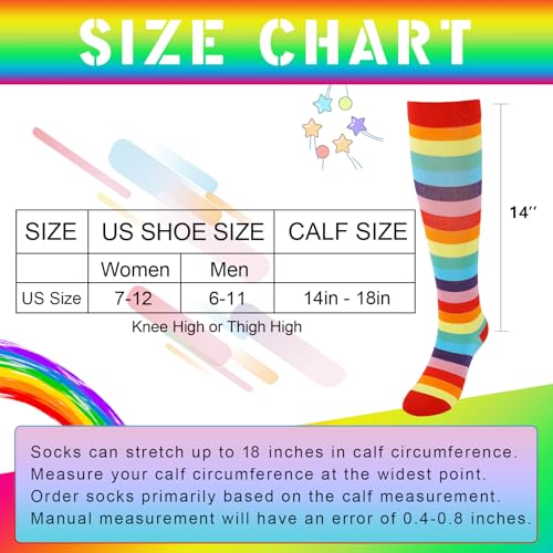 Junely Compression Socks for Women Knee High Striped Polka Dot Stockings - color: Rainbow
