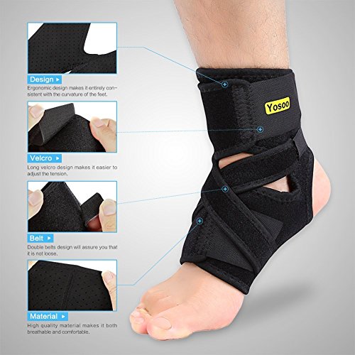 Yosoo Health Gear Yosoo Ankle Brace - Breathable Neoprene Adjustable Compression Ankle Support stabilizer for Ankle Sprain Tendons, One Size, Black