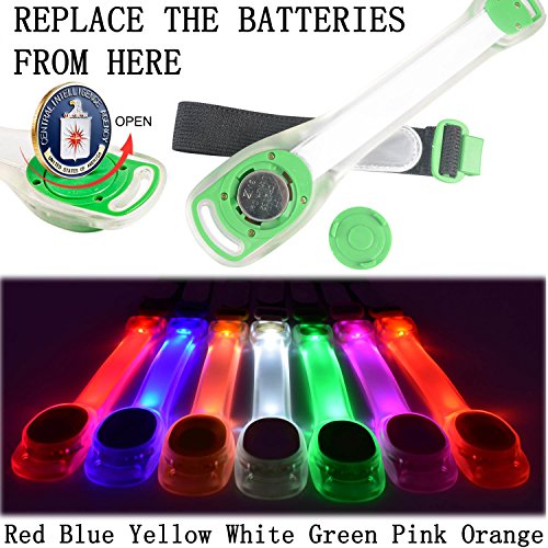 Premium LED Light Up Armband, Reflective Adjustable Wearable Silicone Running Belt Strap/Waterproof Glow in The Dark for Running Jogging Walking Cycling Concert Camping Outdoor Sports - color: Blue - 4 Pack