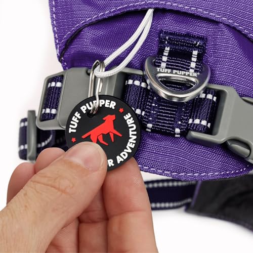Tuff Pupper All-Day Wear Dog Harness | for Walking, Trail Running, Hiking | Front & Back Leash Clips | Reflective Trim | Easy On/Off Buckles | Lightweight Breathable | No Pull Design (XXXS, Purple) - color: Deep Purple, size: XXX-Small