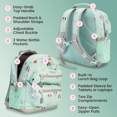 Bentgo Kids Print Durable & Water-Resistant Backpack - color: Puppy Love, size: Kids Medium