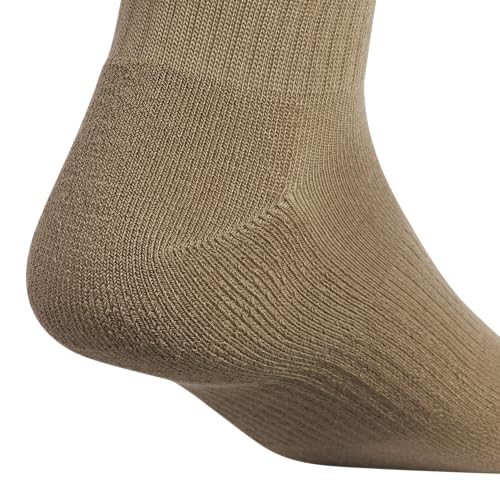 adidas Men's Athletic Cushioned Quarter Ankle Socks 6 Pairs - color: Khaki Six/White/Crystal Linen Beige, size: Large