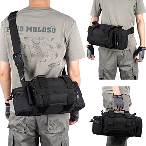 BraveHawk OUTDOORS Bike Handlebar Bag, 900D Nylon Oxford Multi-Purpose Tactical Waist Bag Heavy-Duty Water Resistant MOLLE Outdoor Bicycle Pack for Cycling Hiking (Large) - size: Large