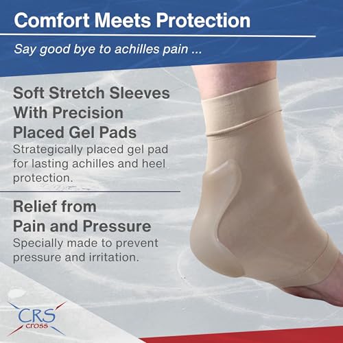 CRS Cross Achilles Heel Gel Sleeves for Skating, Hockey. Pair, X-Large - size: X-Large