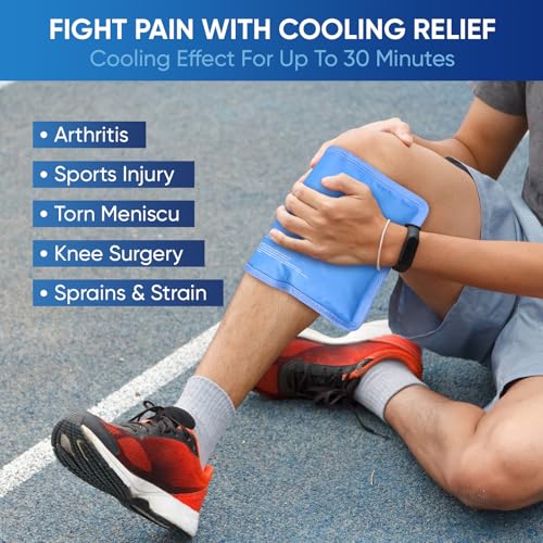 APEXUP Gel Ice Packs for Injuries Reusable, Flexible Double Sided Cold Packs for Injuries, Ice Pack for Knee, Shoulder, Back, Hip, Leg, Arm (Blue, 8"x5.5", 1PK) - size: S-1PK (8"x5.5"), style: Blue