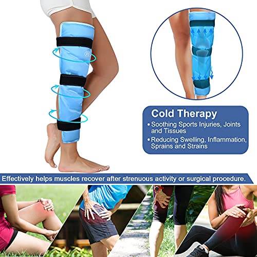 REVIX Large Ice Pack for Injuries Reusable Gel Ice Wrap for Leg and XL Shin Splint Ice Pack for Injuries Gel Cold Pack for Calf and Elbow Pain Relief