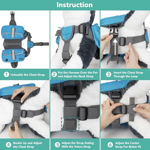 PetAmi Dog Backpack for Medium Large Dogs, Hiking Saddle Bag, Blue - color: Blue, size: Medium