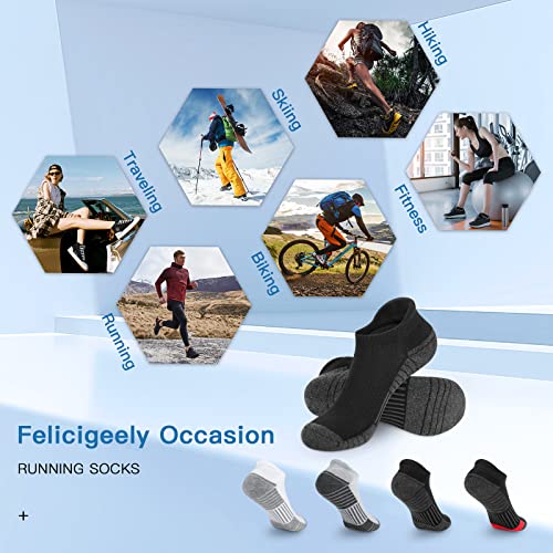 Felicigeely Athletic Running Ankle Socks Cushioned Low Cut Men Women 6 Pack - color: S7-stripe White, size: 9-12