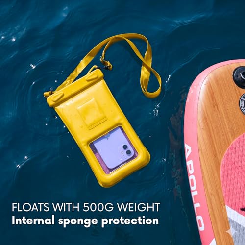 AQUAVAULT Floating Waterproof Phone Pouch, IPX8 Underwater, Large, 2 Pack - color: Black and Yellow