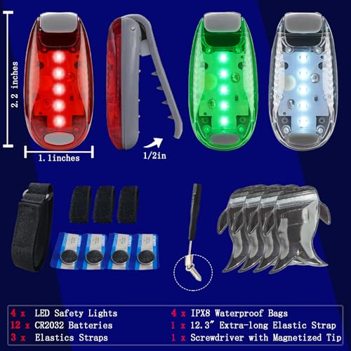 Amzonly 4Pack Kayak Lights with IPX8 Fish-shaped Waterproof Bag, Battery Operated Navigation Lights for Night Kayaking, Clip on for Paddle board, Pontoon Boat, Dinghy, Canoe, Jetski, Kayak Accessories - color: 01 1Green-1Red-2White