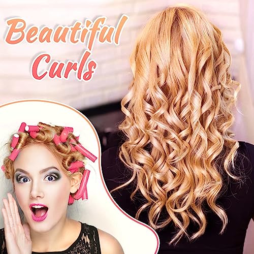 Selizo 30Pcs 9.45"x0.55" Flexible Hair Rollers, Foam Curlers for Short, Medium and Long Hair, No Heat Curlers, Hair Rods - Pink(Diameter 0.55') - color: Pink(Diameter 0.55")