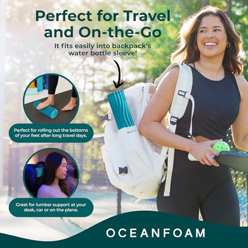 Oceanfoam Ripple Roller Small Foam Roller for Physical Therapy (Miami Blue) - color: Miami Blue