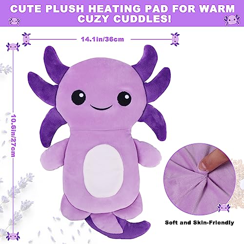 Microwave Heating Pad for Period Cramps Pain Relief, 16×12", Purple Axolotl - size: Purple Axolotl