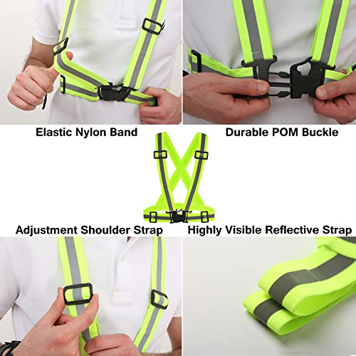 3Packs Reflective Running Vest, Adjustable Elastic Straps 360°High Visibility for Outdoor Walking, Jogging - color: Color 7