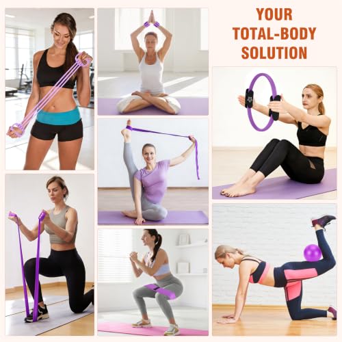 Pilates Kit Equipment, Pilates Ring and Ball for Women Home Workout - color: Purple