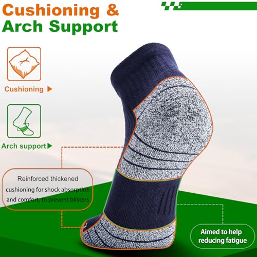 Compression Ankle Socks - Cozy Cushioned Hiking Running for Men Women - Thick Warm Durable - color: Navy Blue, size: Large