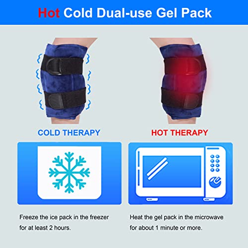 Koo-Care Knee Ice Pack for Injuries - Reusable Large Gel Ice Wrap Hot Cold Compress for Pain Relief, Swelling, Arthritis, Meniscus Tear, Sprains, ACL, Knee Replacement, Post-Surgery Recovery Therapy