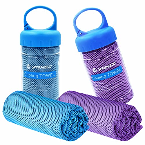 YQXCC 2 Pack Cooling Towels (47"x12"), Ice Cool Towel for Neck & Face - color: Light Blue/Purple