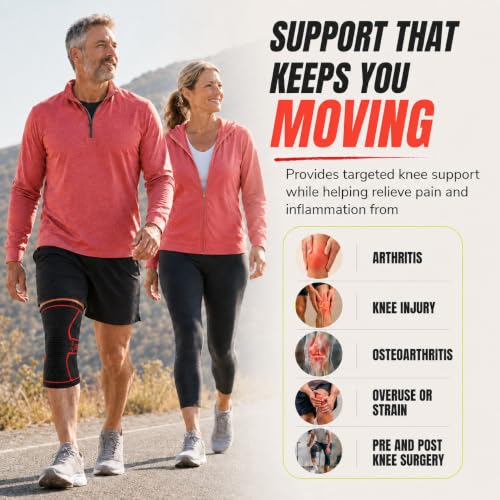 UFlex Athletics Knee Brace Sleeve Men & Women - color: Red