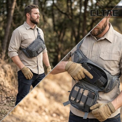CCW Tactical Fanny Pack for Concealed Carry, 500D Nylon Low Profile EDC Waist Bag with Pistol Holster & YKK Zippers, Everyday Carry Hip Pack - color: Black