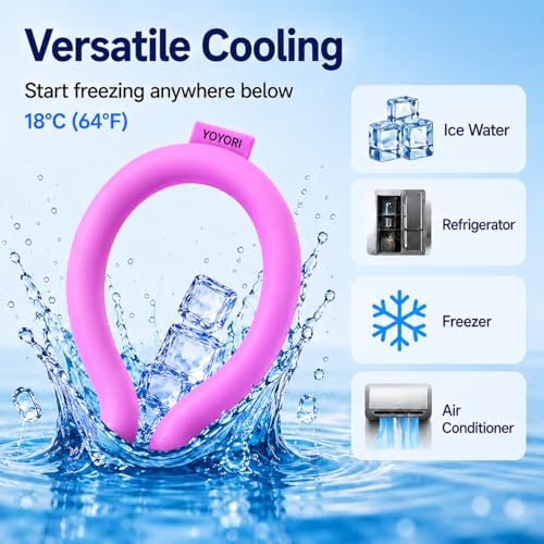 Neck Cooling Tube Wraps, Reusable Ice Ring Neck Cooler for Hot Weather - color: Rose