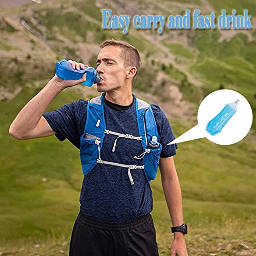 AXEN Soft Flask TPU Foldable Running Hydration Flask, Soft Collapsible Water Bottle for Hydration Pack Cycling Marathon Running Hiking - color: Blue-500ml