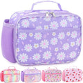 RHCPFOVR Kids Lunch Bag - Insulated Lunch Box for Boys Girls,Washable Lunch Bag and Reusable Toddler Leak-proof Lunchbox for School and Daycare - color: Purple Flower
