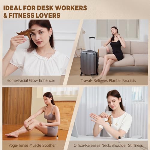 Wooden Gua Sha Tool with Rose Essential Oil, Trigger Point & Acupressure Massage Tool for Deep Tissue Muscle Relaxation, Compact Muscle Scraper Tool, Wellness Self-Care Gift Set - size: Medium