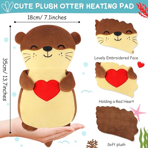 Otter with Heart Microwavable Heating Pad for Period Cramps Pain Relief - style: Otter hold heart