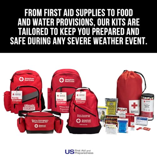 American Red Cross Officially Licensed Product | Deluxe Personal Safety Emergency Pack with Bag | Trauma Supplies | Medical Backpack | Bandages, Wipes, Gloves, Whistle, More