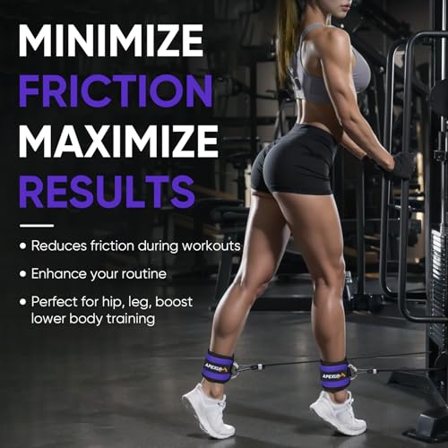 APEXUP Ankle Strap for Cable Machine, Ankle Resistance Bands, Cable Kick Back Ankle Straps for Gym, Glute Workouts, Leg Extensions, Adjustable Straps with Neoprene Padding - color: Purple, style: Pair