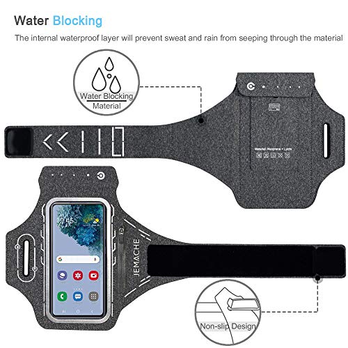 Armband for Samsung Galaxy S26 S25 S24 S23 S22 Ultra/Plus/FE, Gym Running Workouts Arm Band with Earbuds Holder (Grey) - color: Grey