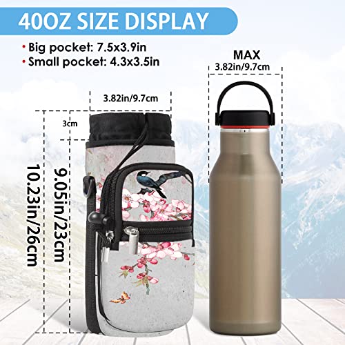 25/32/40/64oz Water Bottle Bag Holder Carrier-Insulated Crossbody Sling Case Sleeve with Strap & Pockets for Men Women Gym Cycling Travel Walking Hiking Camping - color: WBH-19, size: 40oz