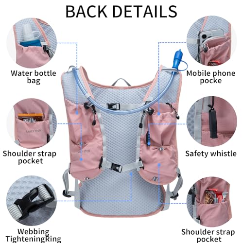 Carey Sten Lightweight Hydration Backpack Running Vest with 1.5L Water Bag - color: pink