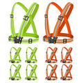 Reflective Vest - Running Vest Reflector, Reflective Running Vest with Safety Straps, High Visibility Reflector - color: F-10pcs Orange&green Vests
