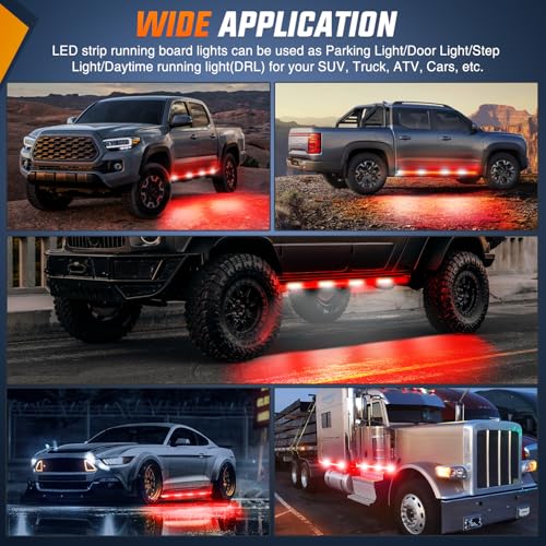 Nilight 2PCS 70 Inch Running Board LED Lights Strip Red White for Truck - color: Red White