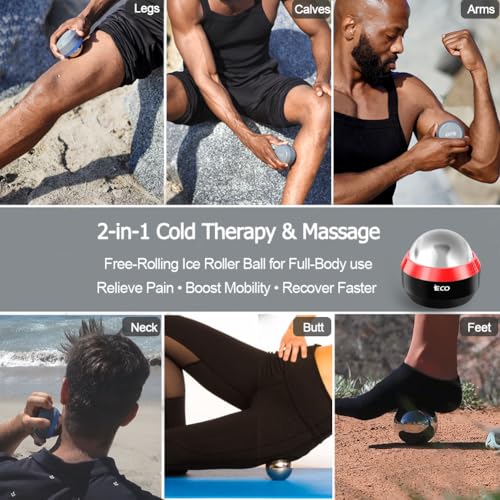 iECO Massage Ice Roller Ball Cold & Heat Therapy Plantar Fasciitis Roller - color: Black & Red